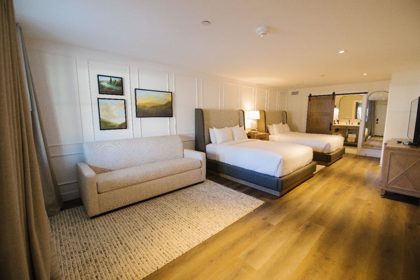 Queen bed and the sofa bed on the side