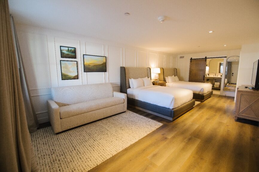 Queen bed and the sofa bed on the side