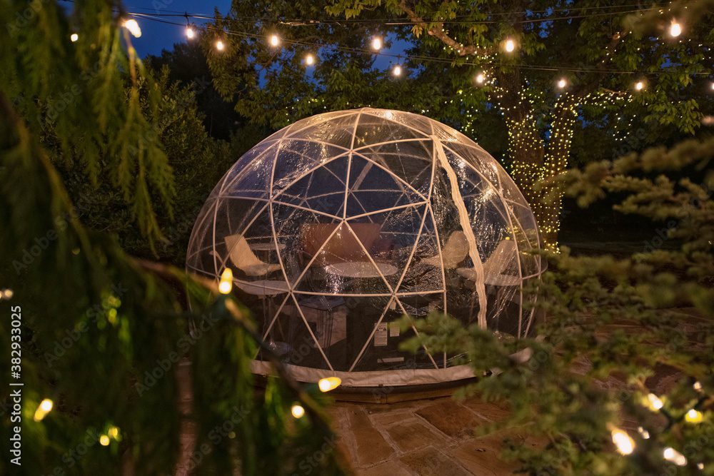 Cozy globe with the dining table inside