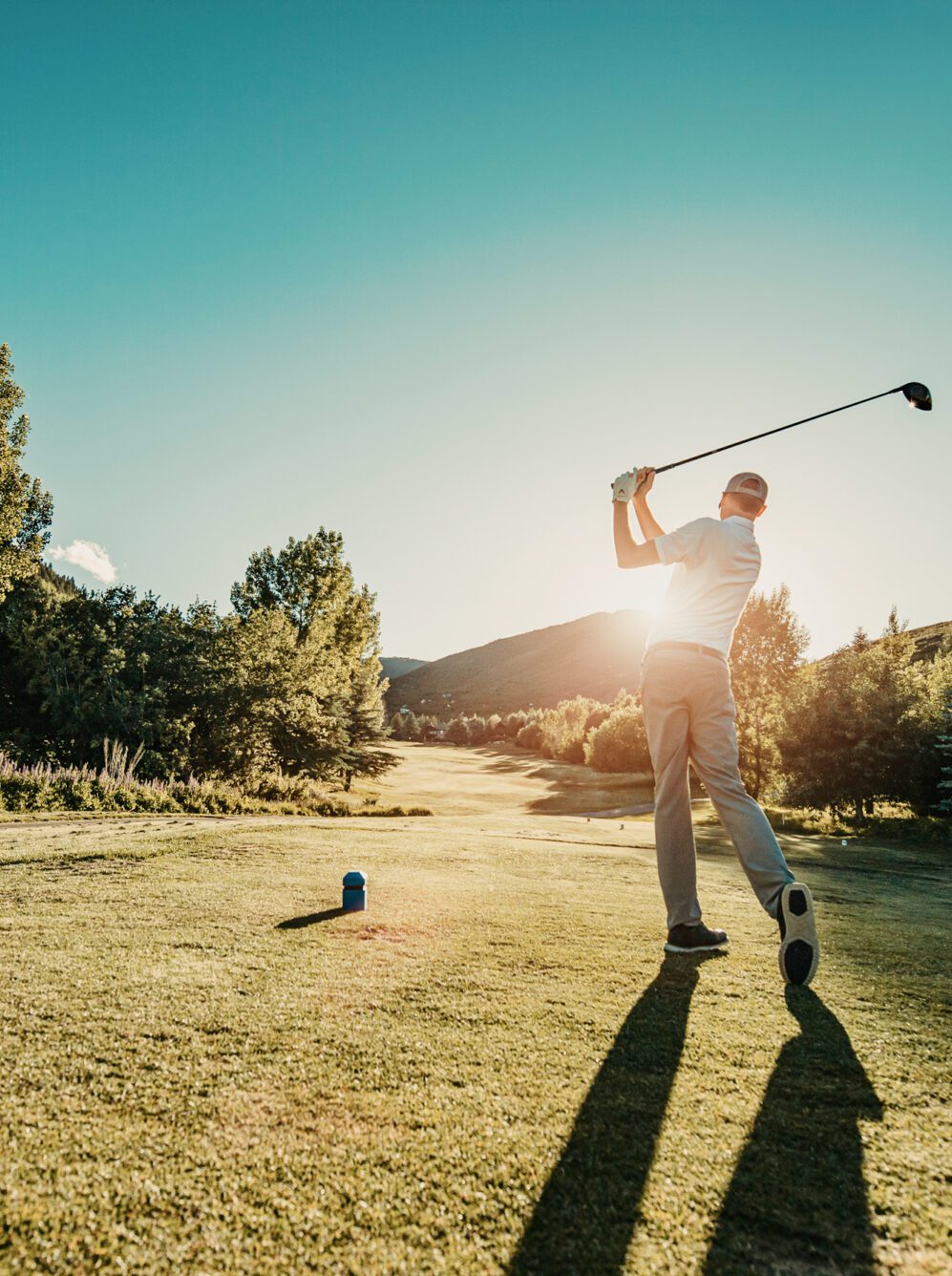 Golfer taking a swing