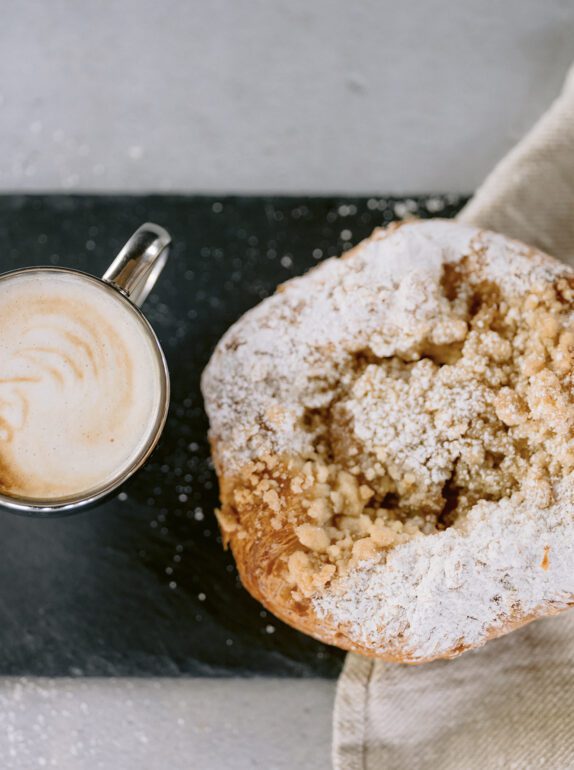 Cup coffee and pastry