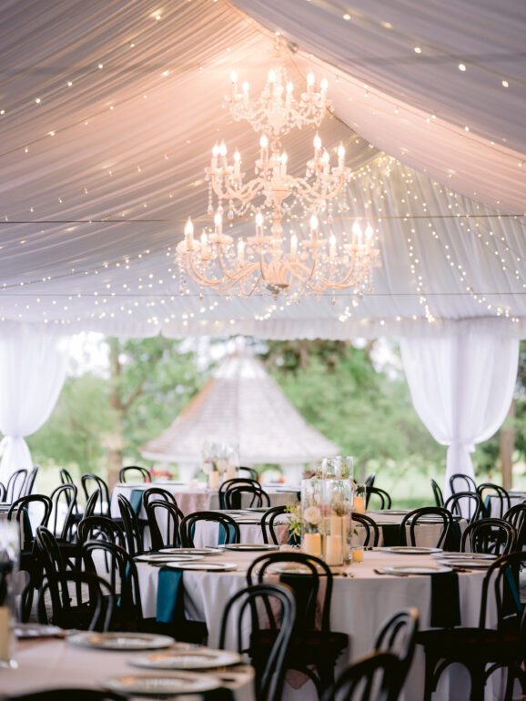 Homestead wedding decorated garden patio interior