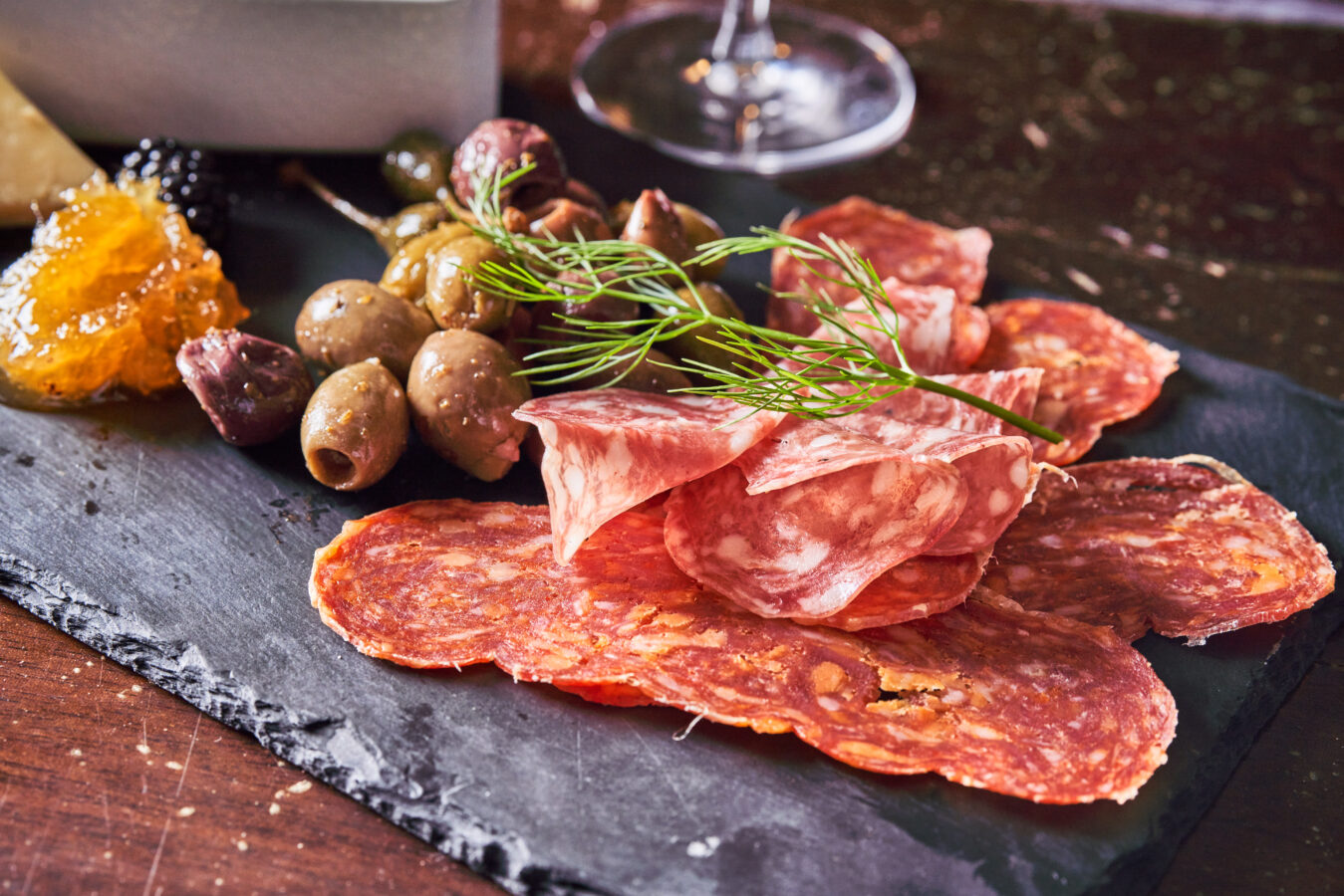 Olives and charcuterie