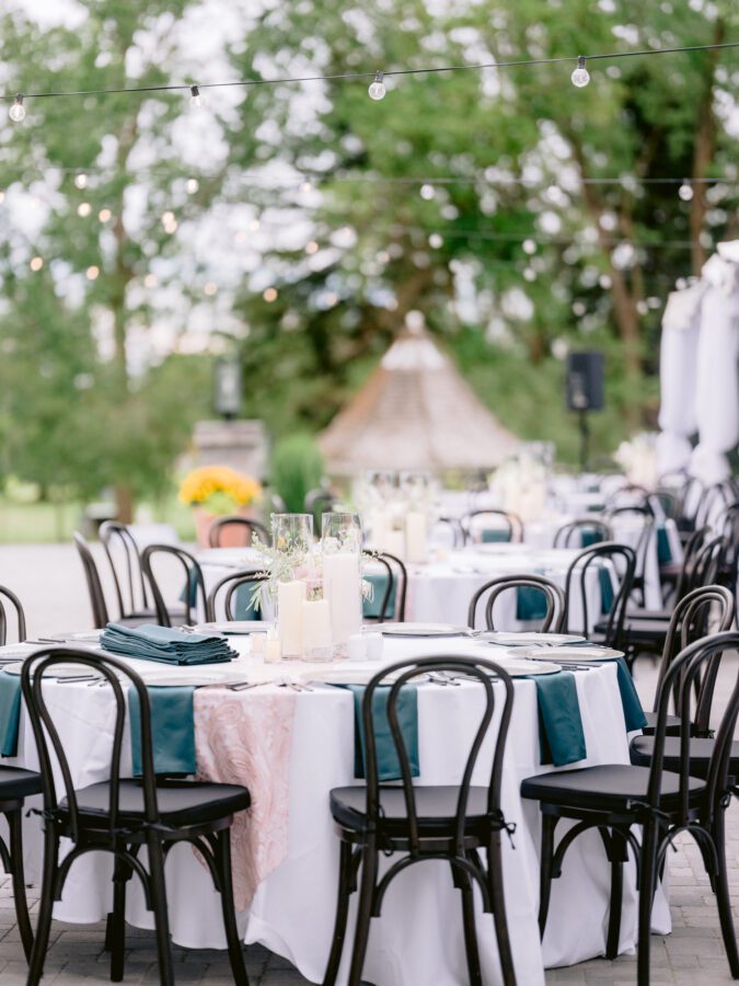 Homestead wedding decorated garden patio exterior