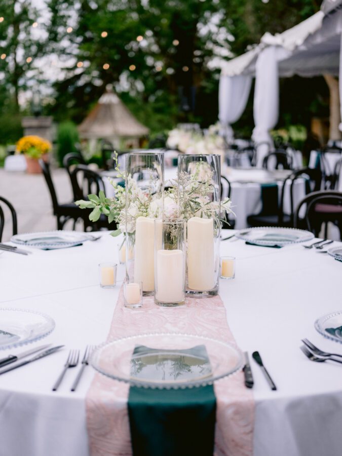 Homestead wedding decorated garden patio exterior