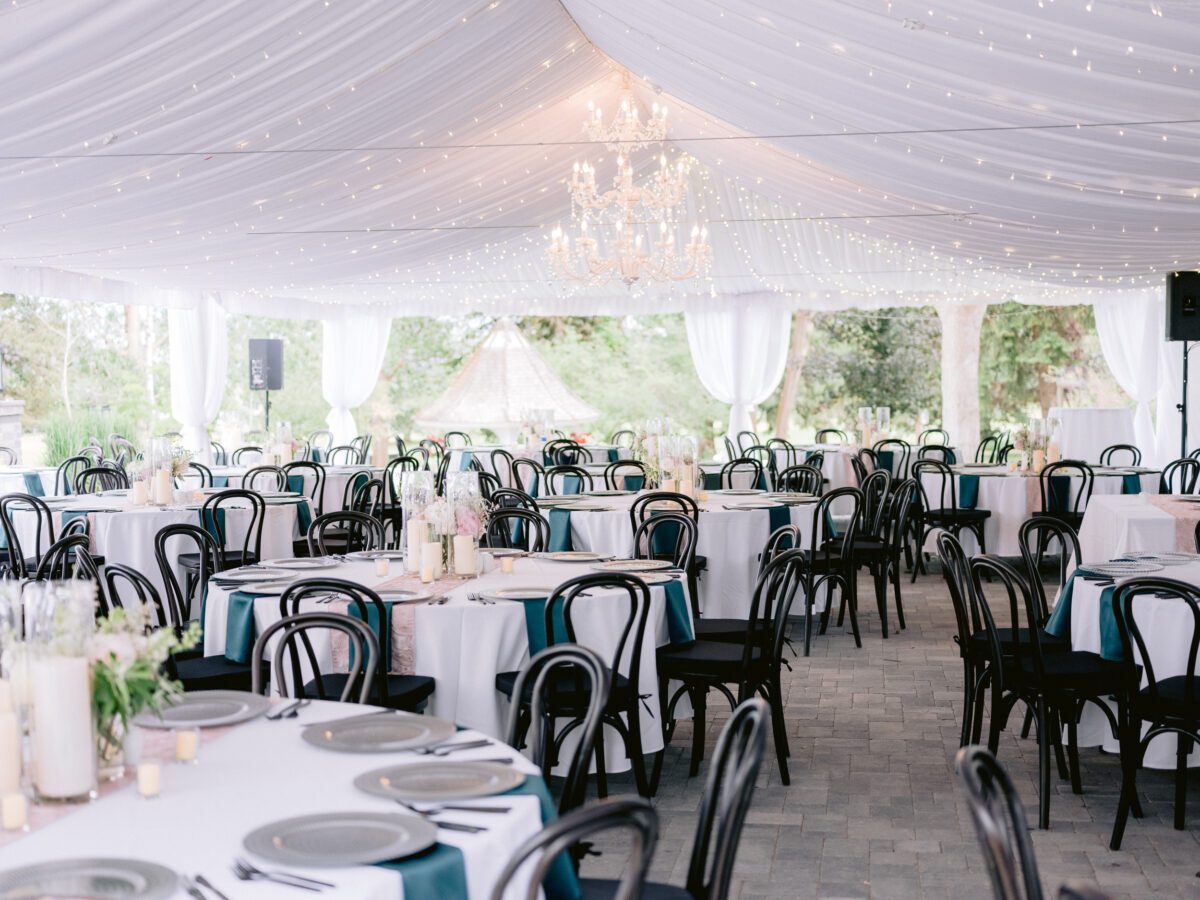 Homestead wedding decorated garden patio interior