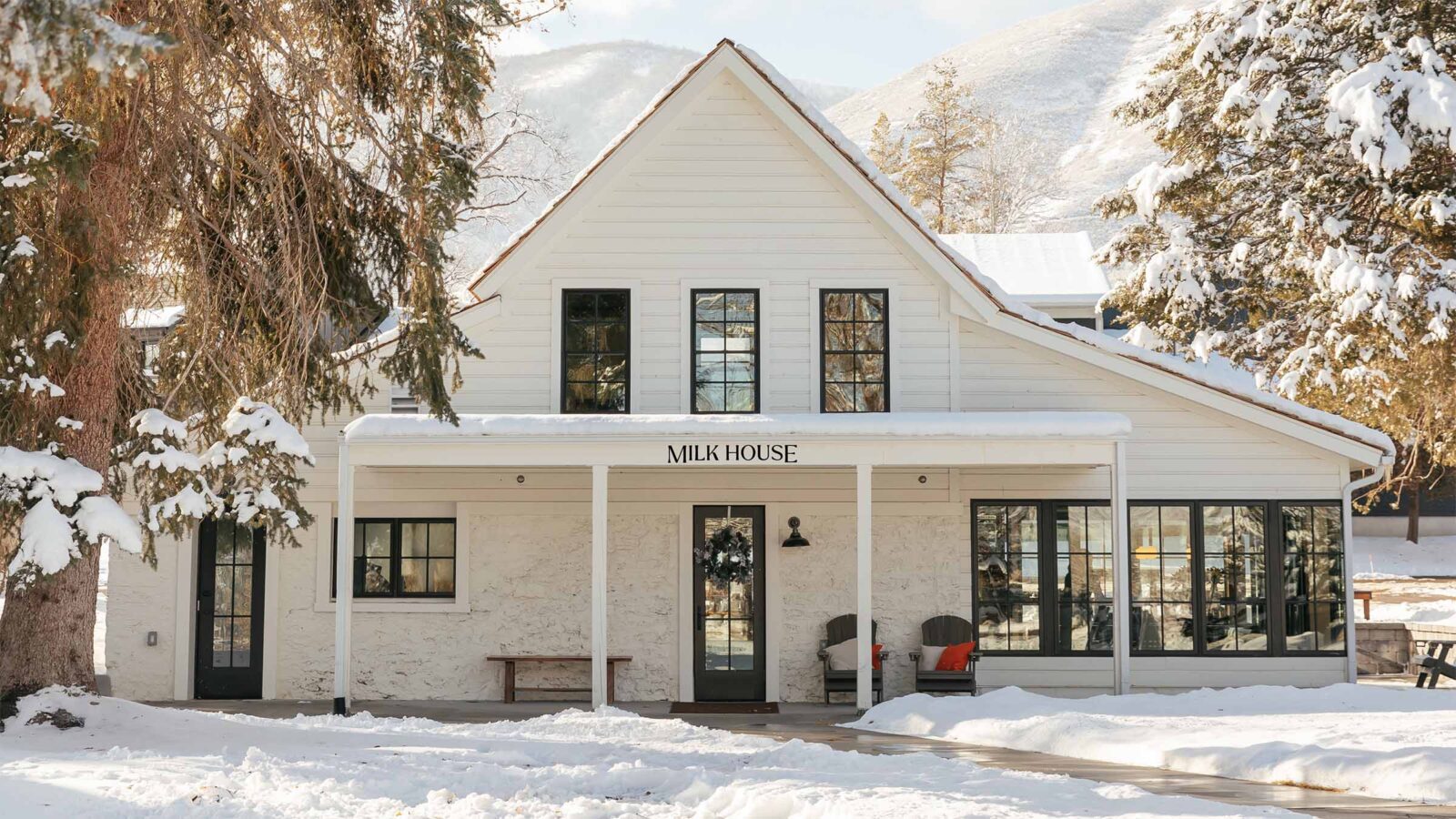 Milk House Exterior in Wintertime at Homestead
