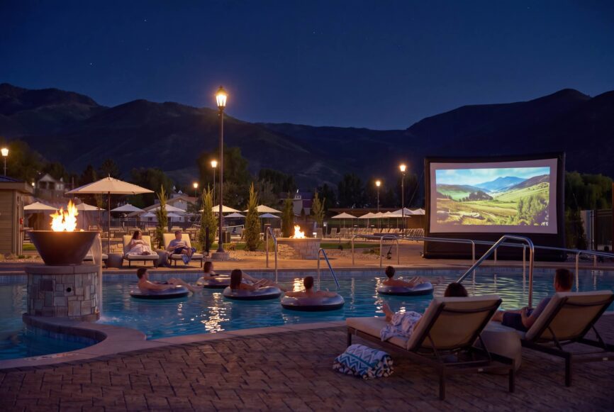 Poolside Movie Night at Homestead Midway Utah