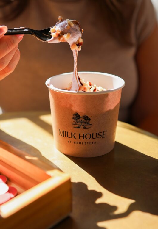 Cup of ice cream inside Milk House at Homestead