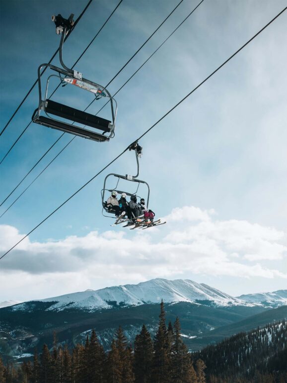 ski lift in wintertime